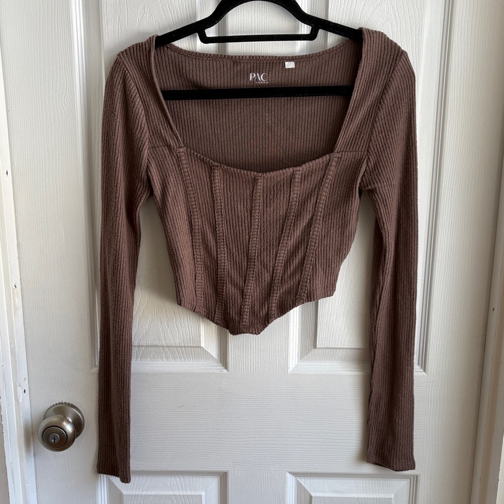 PacSun Brown Ribbed Crop Top